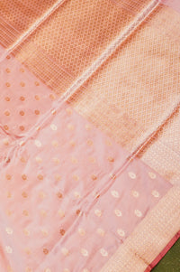 Handwoven Pastel Peach Banarasi Katan Silk Saree