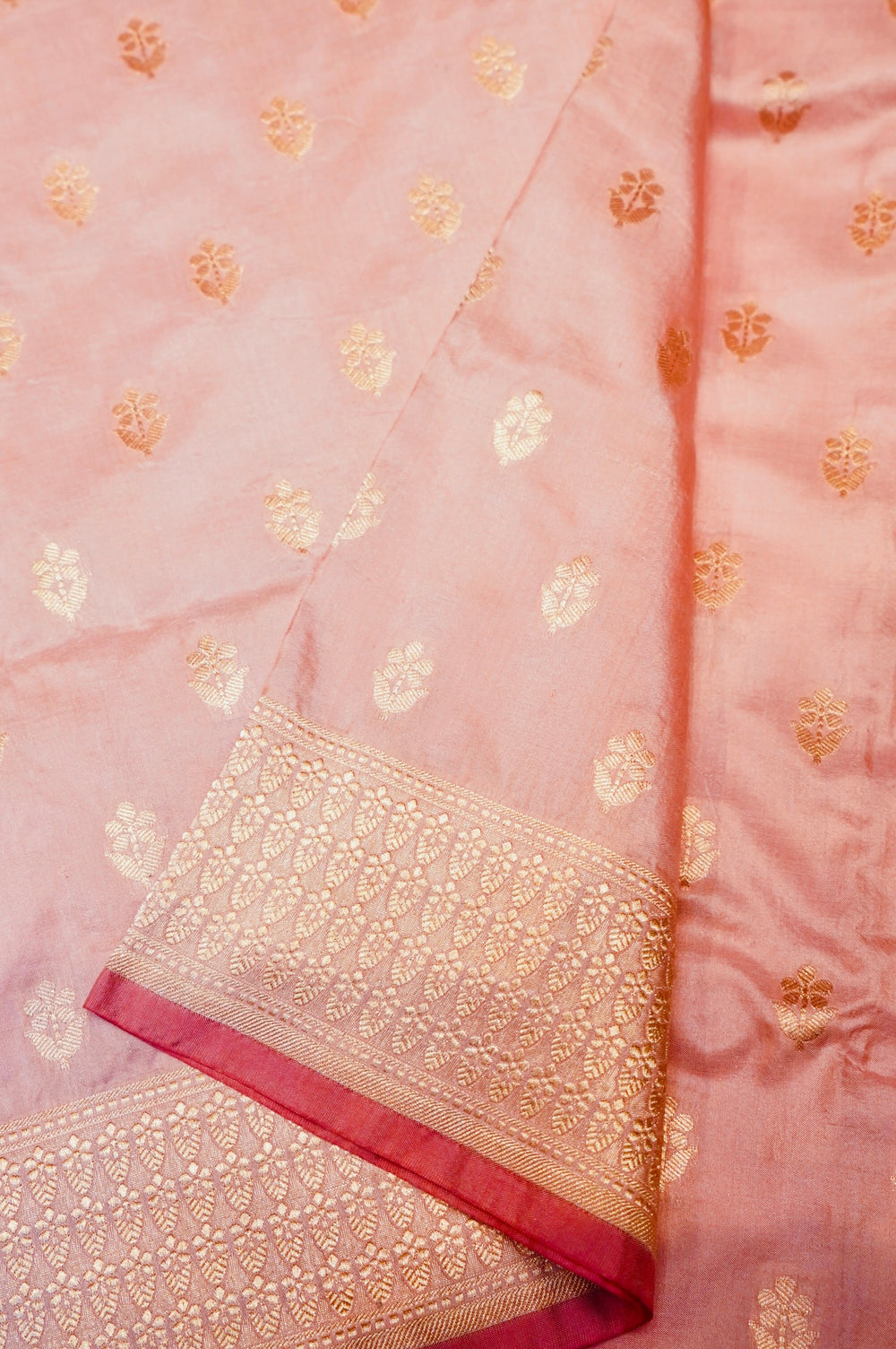 Handwoven Pastel Peach Banarasi Katan Silk Saree