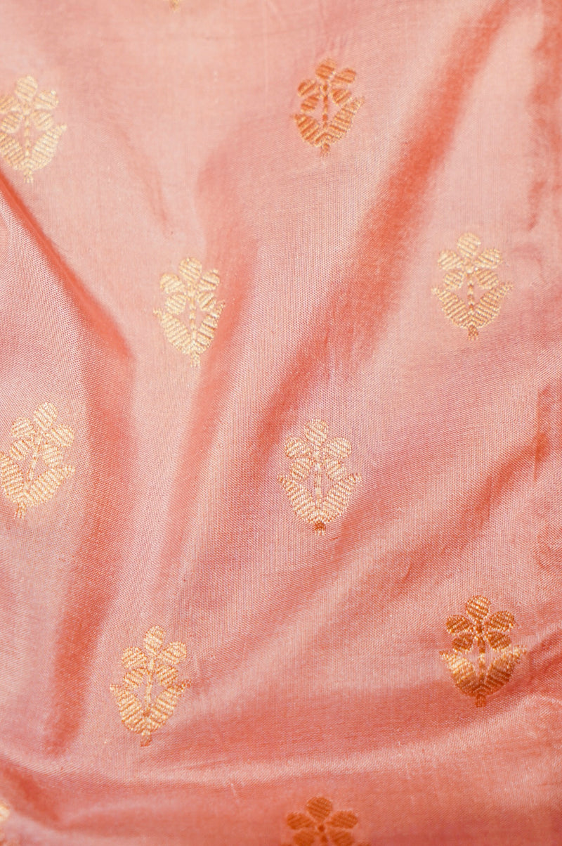 Handwoven Pastel Peach Banarasi Katan Silk Saree