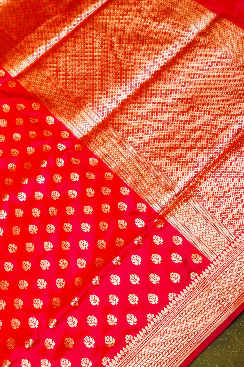 Handwoven Red Banarasi Katan Silk Saree