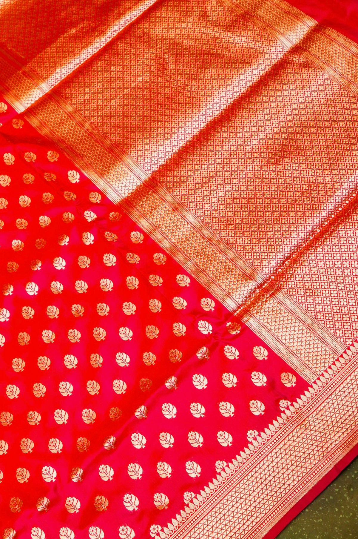 Handwoven Red Banarasi Katan Silk Saree