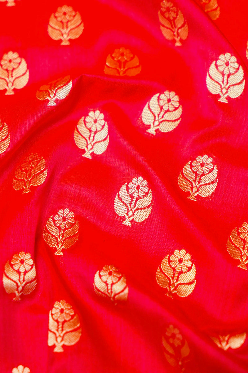 Handwoven Red Banarasi Katan Silk Saree