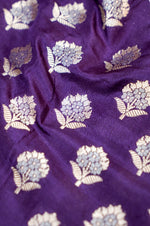 Wine Purple Booti Katan Silk Handwoven Banarasi Thaan
