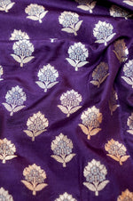 Wine Purple Booti Katan Silk Handwoven Banarasi Thaan