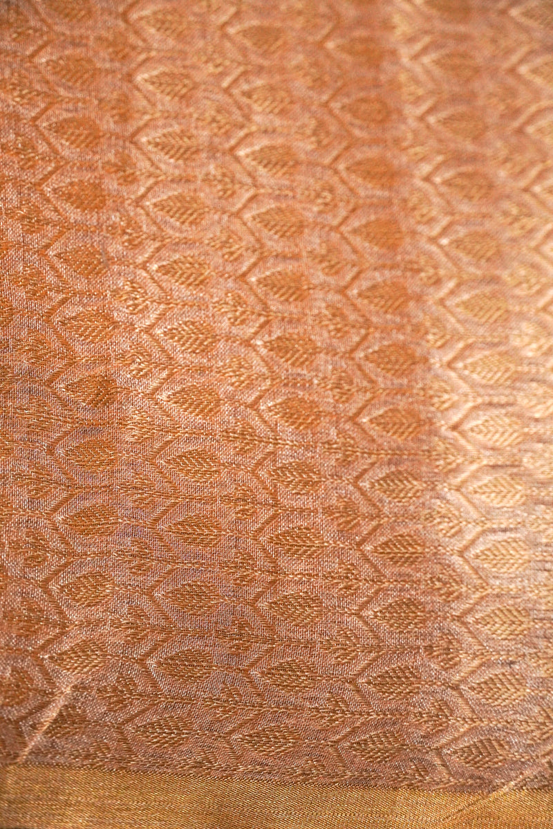 Handwoven Peach Banarasi Tissue Silk Saree