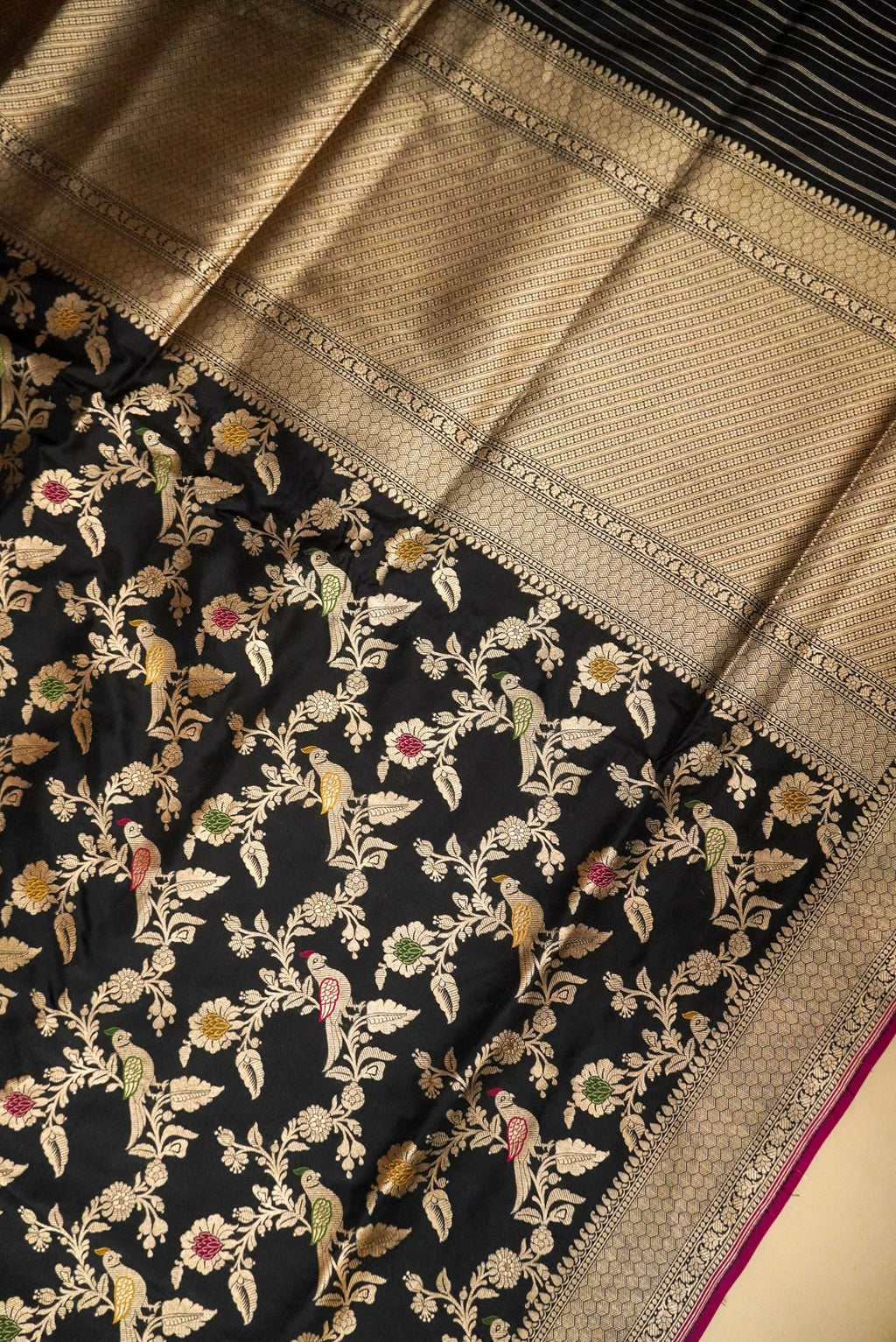 Handwoven Black Banarasi Katan Silk Saree