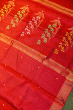 Handwoven Pink Banarasi Tussar Silk Saree