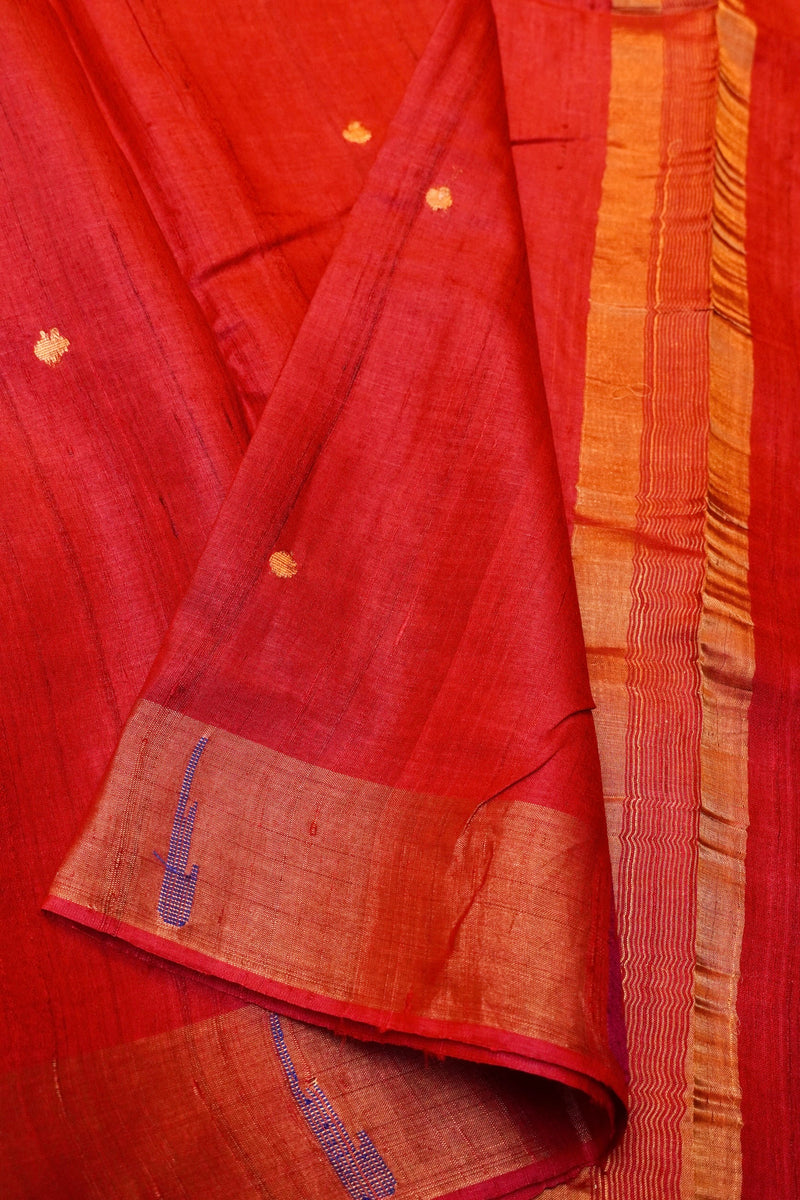 Handwoven Pink Banarasi Tussar Silk Saree