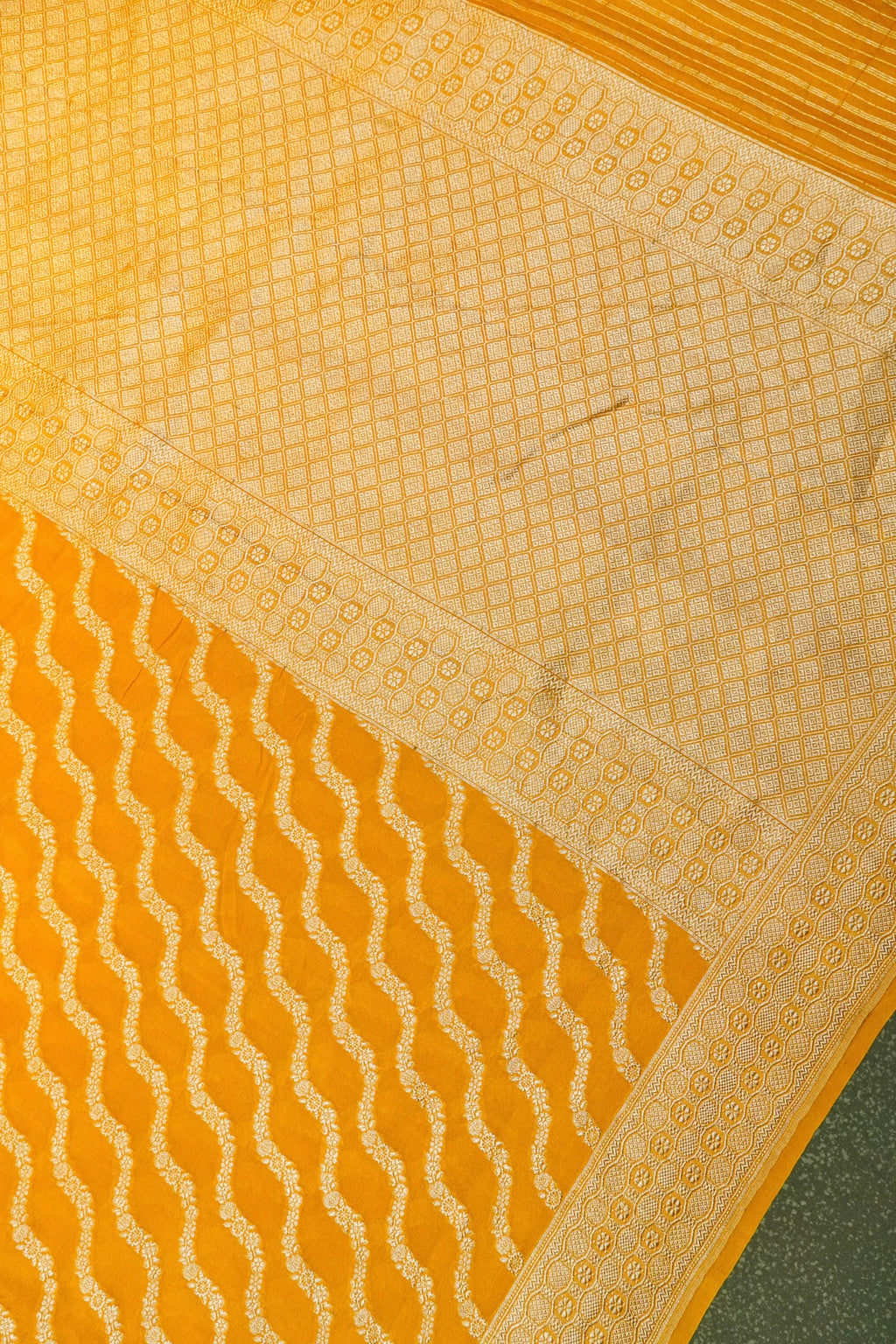 Handwoven Yellow Banarasi Moonga Silk Saree