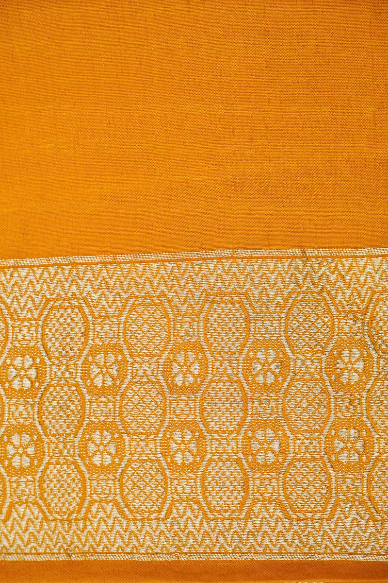 Handwoven Yellow Banarasi Moonga Silk Saree