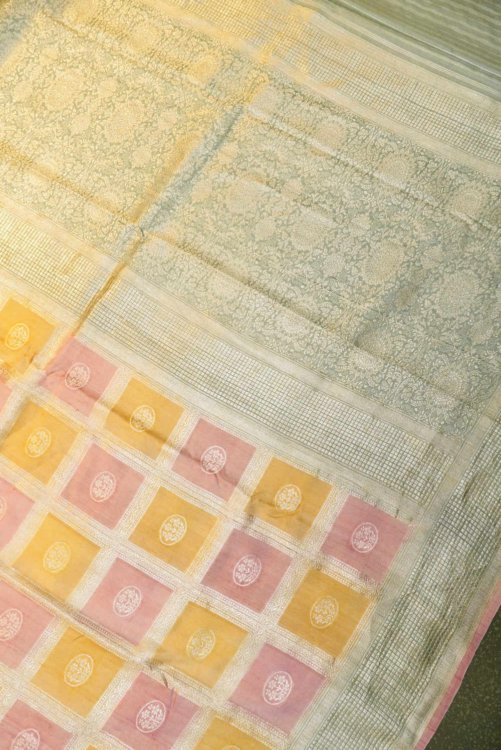 Handwoven Rangkat Banarasi Tussar Georgette Saree