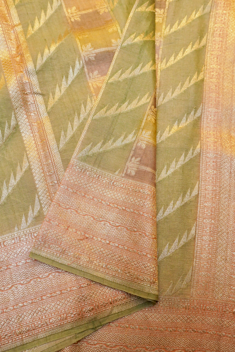 Handwoven Rangkat Banarasi Tussar Georgette Saree