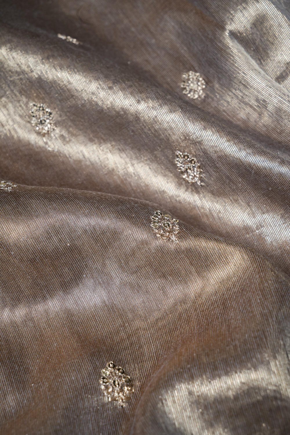 Designer Copper Brown Tissue Silk Saree