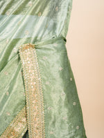 Designer Green Banarasi Tissue Silk Saree