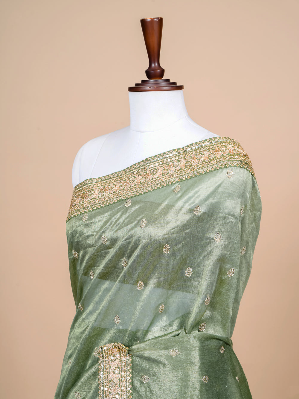 Designer Green Banarasi Tissue Silk Saree