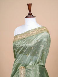 Designer Green Banarasi Tissue Silk Saree