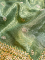 Designer Green Banarasi Tissue Silk Saree