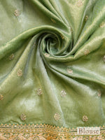 Designer Green Banarasi Tissue Silk Saree