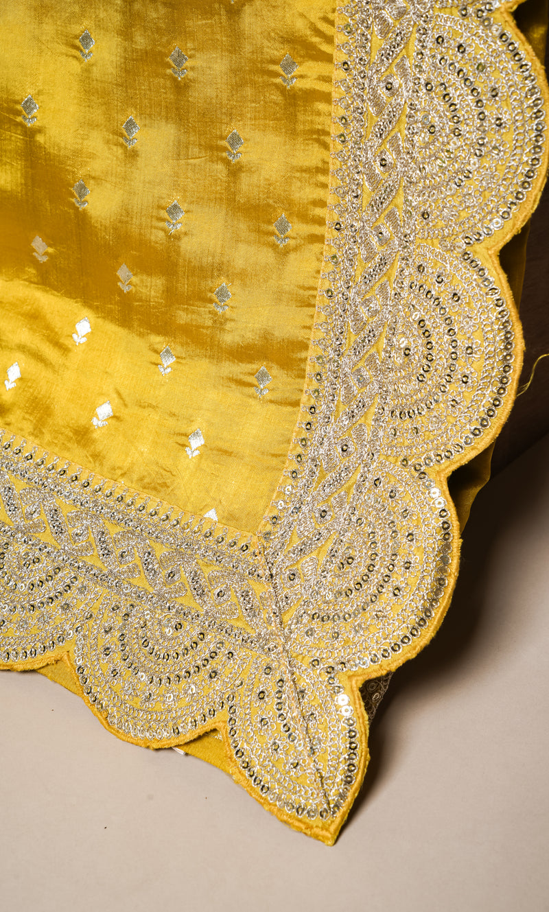 Designer Yellow Katan Silk Saree