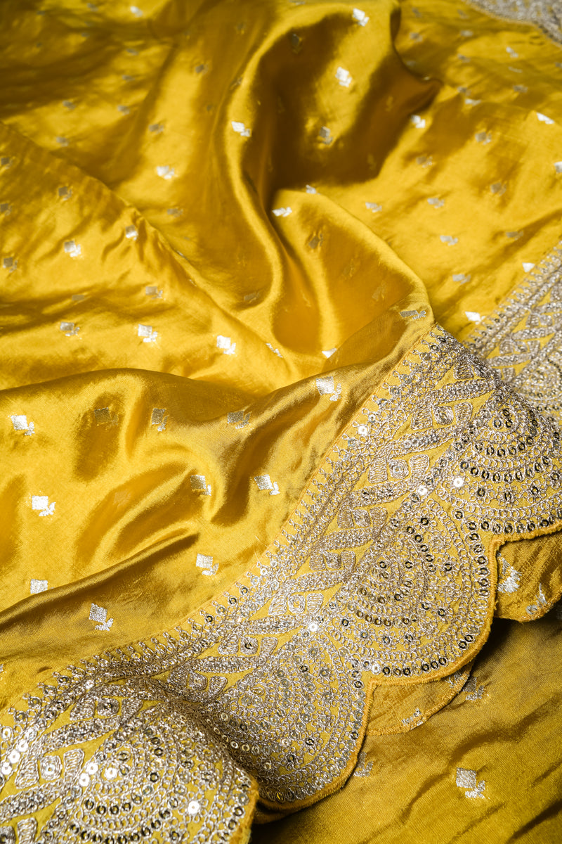 Designer Yellow Katan Silk Saree