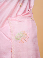 Handwoven Baby Pink Banarasi Tussar Silk Saree