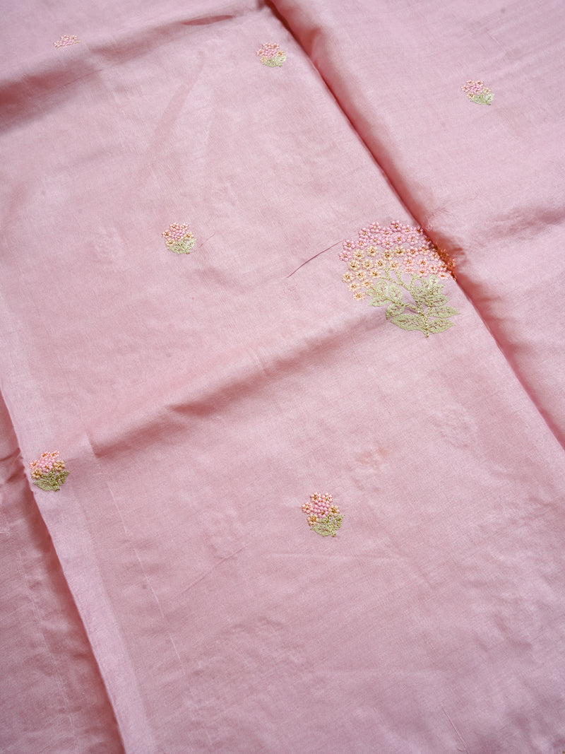 Handwoven Baby Pink Banarasi Tussar Silk Saree