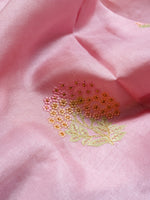 Handwoven Baby Pink Banarasi Tussar Silk Saree