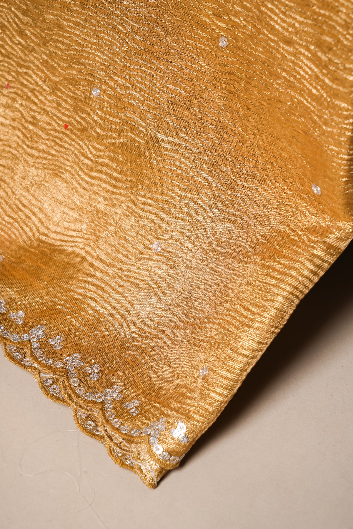 Designer Golden Crush Tissue Silk Saree