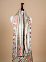 Handwoven Silver Banarasi Tissue Silk Saree