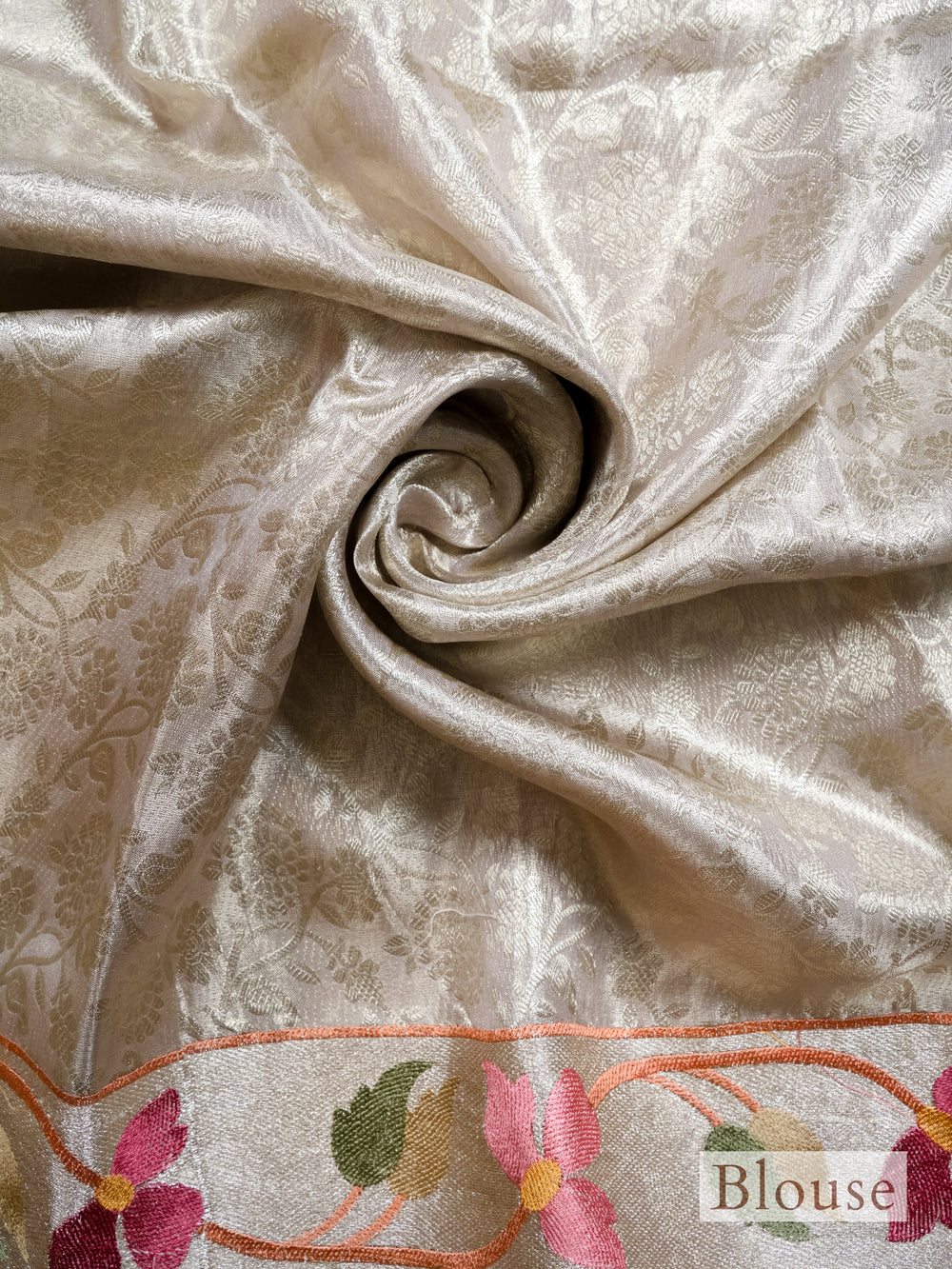 Handwoven Silver Banarasi Tissue Silk Saree