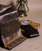 Designer Copper-Brown Crush Tissue Silk Saree