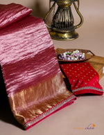 Designer Gajri Pink Crush Tissue Silk Saree