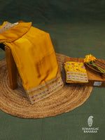 Designer Mustard Yellow Crepe Silk Saree