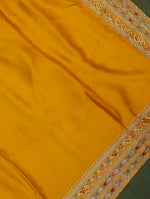 Designer Mustard Yellow Crepe Silk Saree