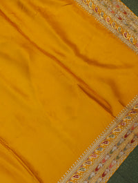 Designer Mustard Yellow Crepe Silk Saree