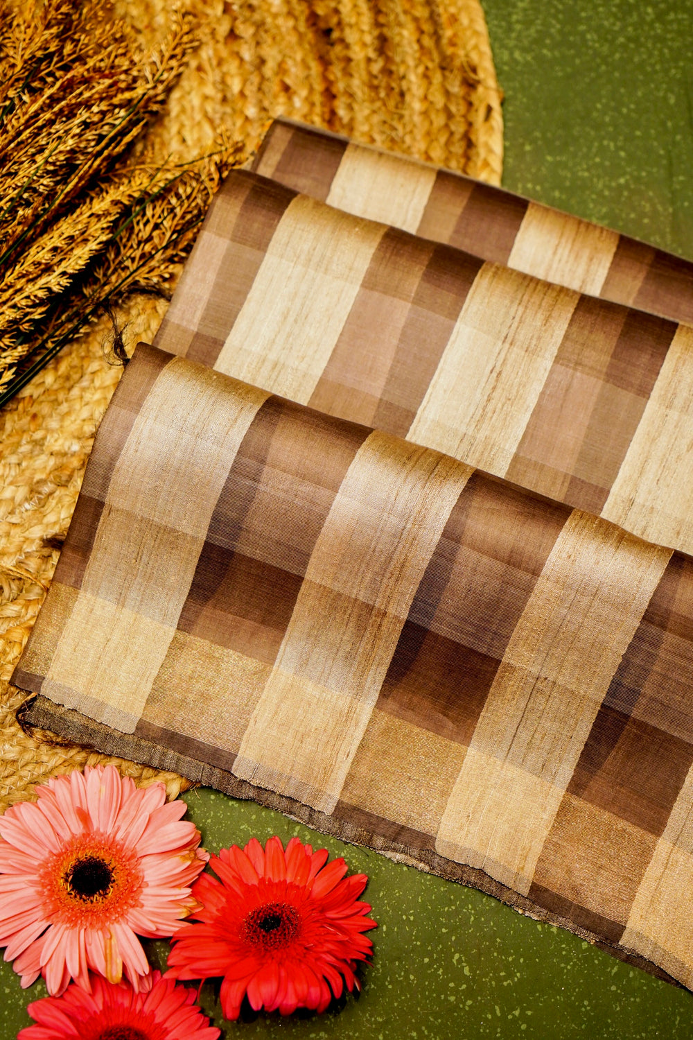 Designer Brown  Tussar Silk Saree