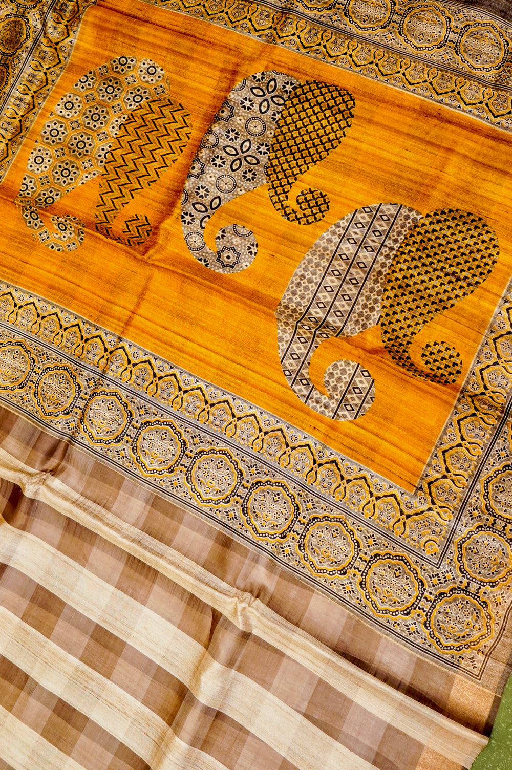 Designer Brown  Tussar Silk Saree