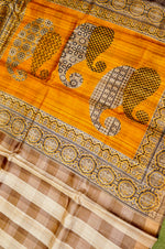 Designer Brown  Tussar Silk Saree