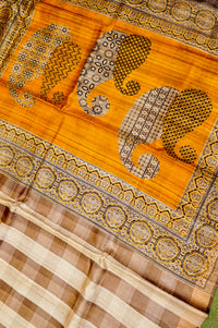 Designer Brown  Tussar Silk Saree