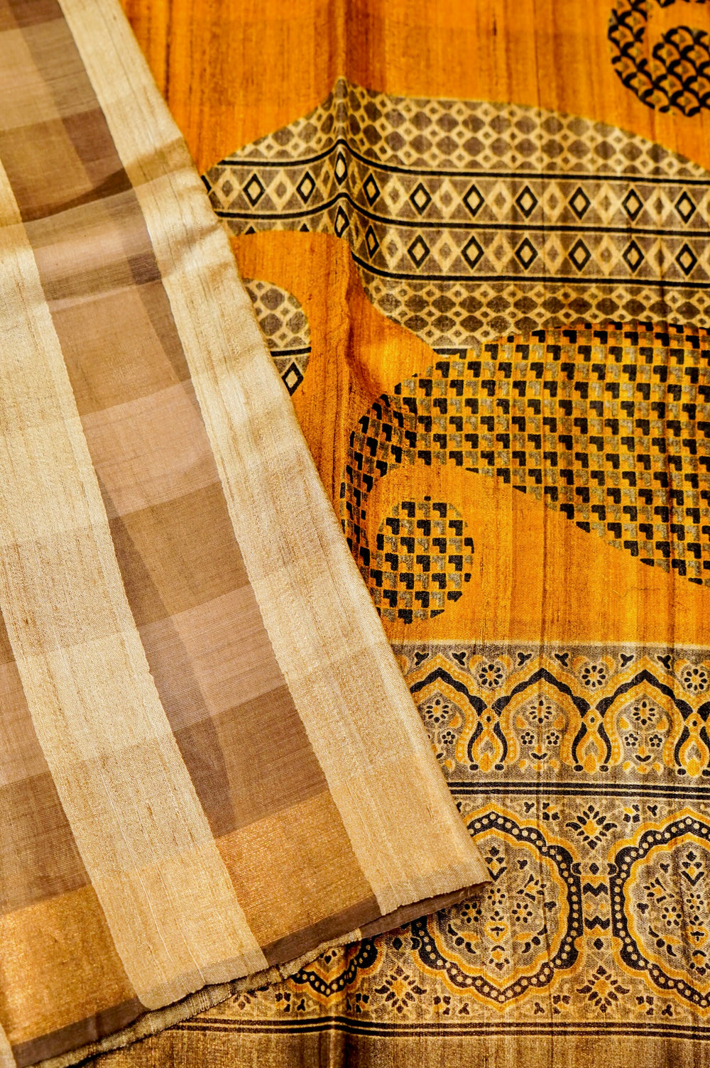 Designer Brown  Tussar Silk Saree