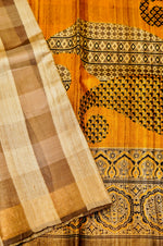 Designer Brown  Tussar Silk Saree