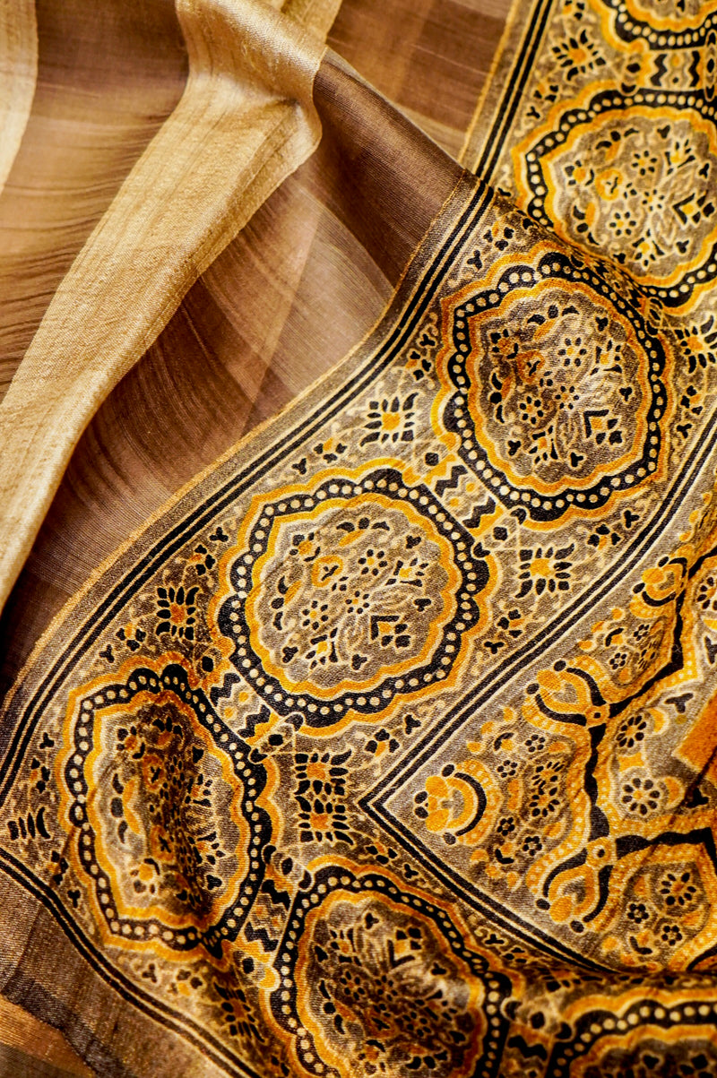 Designer Brown  Tussar Silk Saree