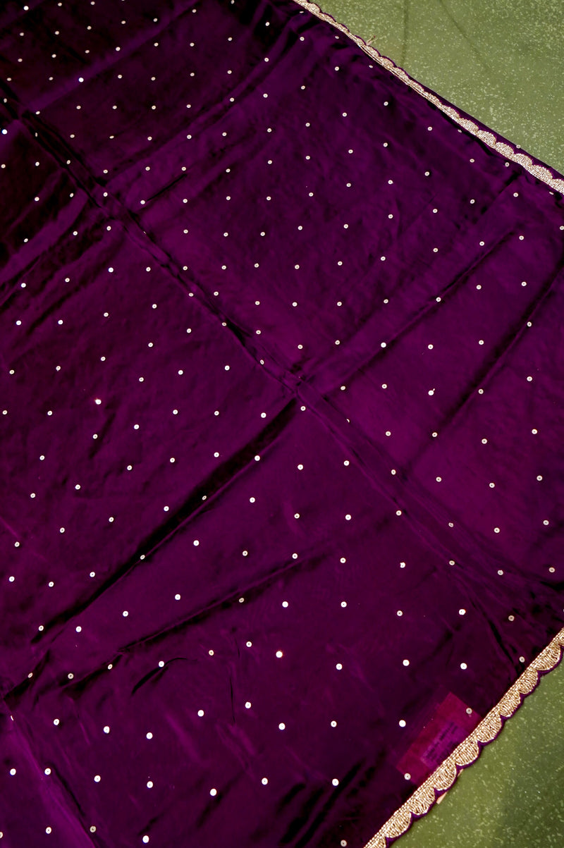 Designer Wine Organza Silk Saree