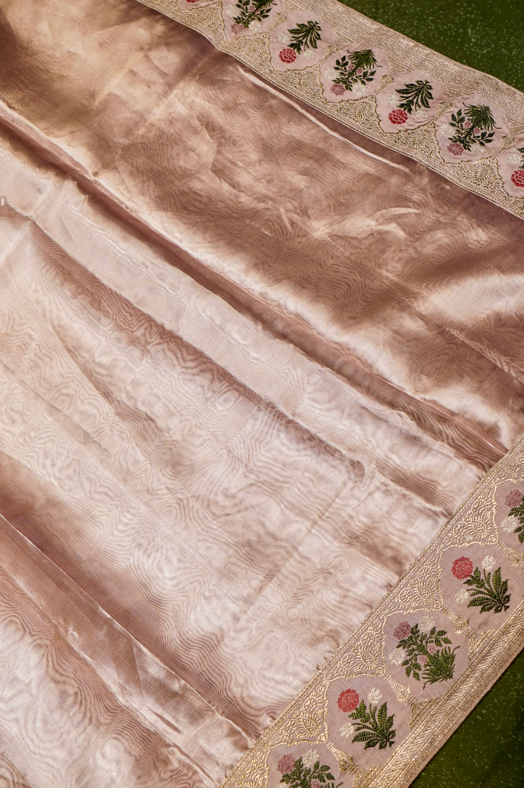 Designer Baby Pink Tissue Silk Saree