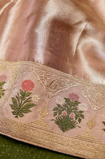 Designer Baby Pink Tissue Silk Saree