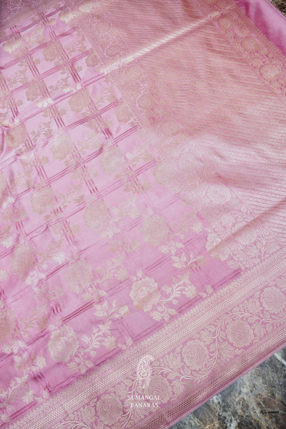 Handwoven Lavender Banarasi Katan Soft Silk Saree
