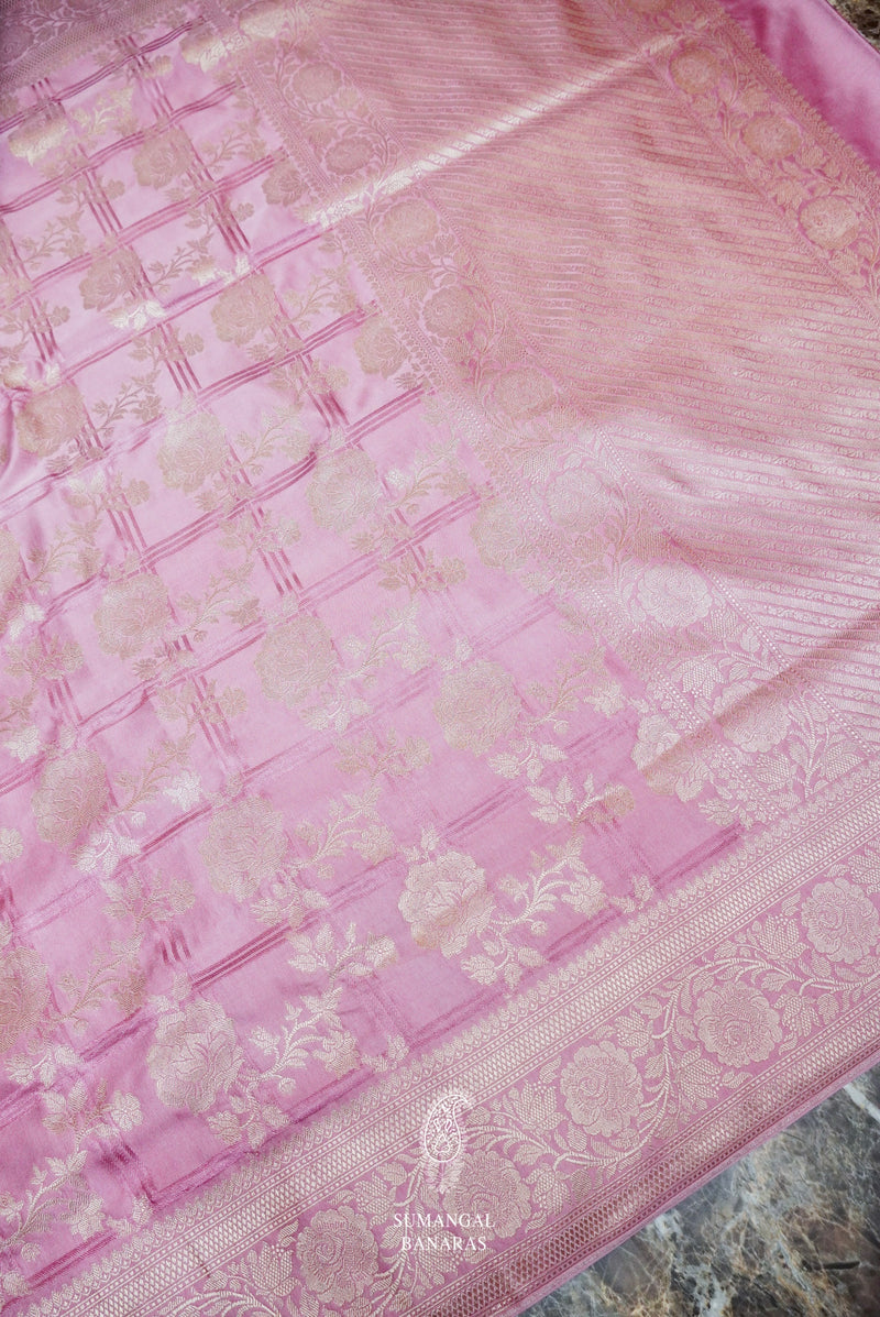 Handwoven Lavender Banarasi Katan Soft Silk Saree