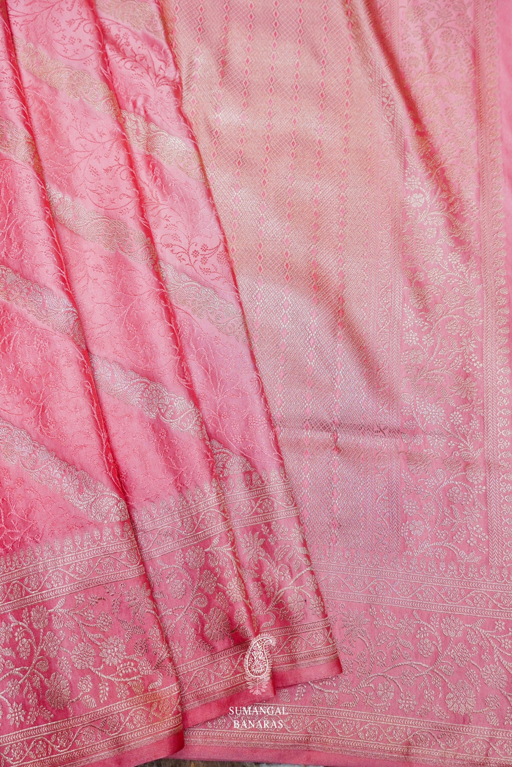 BABY PINK BANARASI CLASSIC WOVEN DESIGNER SILK SAREE – Zaribanaras global