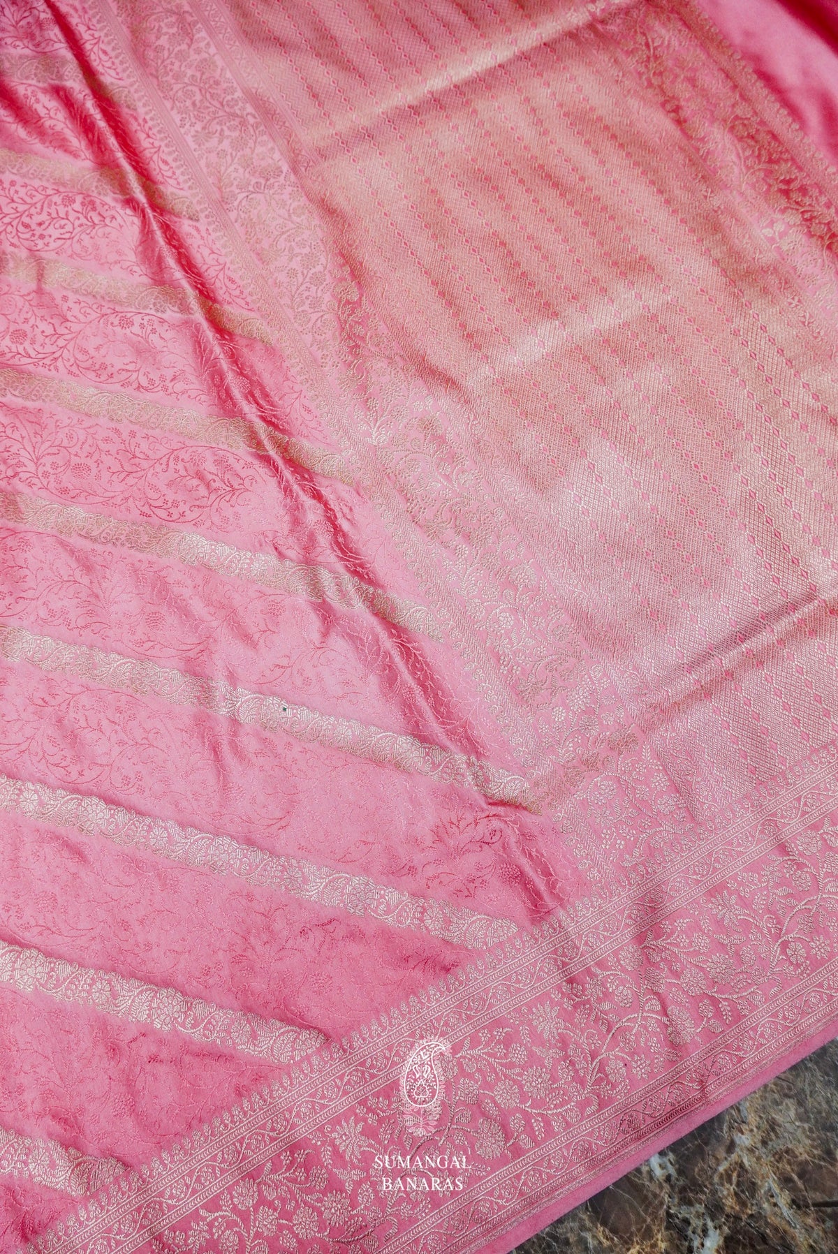 Handwoven Baby Pink Banarasi Katan Soft Silk Saree