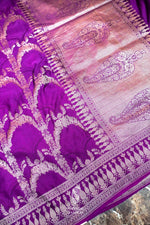 Handwoven Purple Banarasi Katan Soft Silk Saree